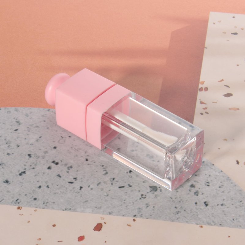 COSIDEA 18PCS Empty 8ML Square clear Lip Gloss Tube Silver big doe foot wand lipgloss tubes for Lip oil tint bottles container… (Pink)