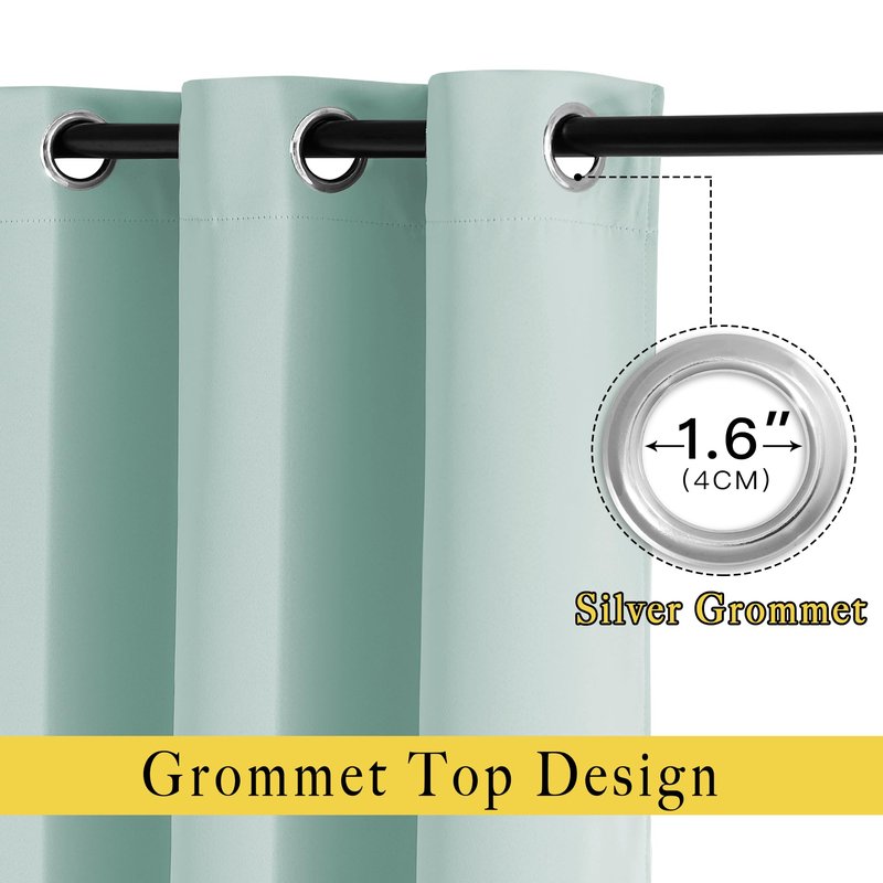 NICETOWN Room Darkening Window Curtains 84" Length - Decorative Aqua Blue Grommet Room Darkening Window Treatments for Bedroom/Living Room, 1 Pair, W52 x L84
