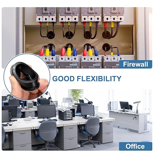 uxcell 4Pcs Cable Cord Grommet, 1/2"(12mm) Rubber Desk Grommets Wire Pass Through Hole Cover with Marked Cable Ties for Home Office Cable Wire Protection, Black