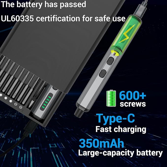 68 in 1 Mini Electric Screwdriver Set for Phone Watch Electronics PC Glasses repair tool kit, Magnetic precision bits, 5 Adjustable Torque, LED lights, Cordless Portable Rechargeable Type-C high power