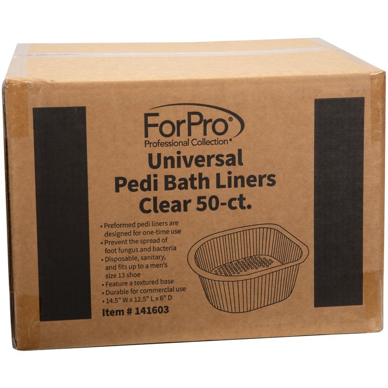 ForPro Universal Pedi Bath Liners - 50% THICKER - Fit Footsie Bath Plus Foot Bath, Disposable Pedicure Foot Tub Liners for Foot Spa Basins & Foot Bath Soaks, Clear, 50-Count