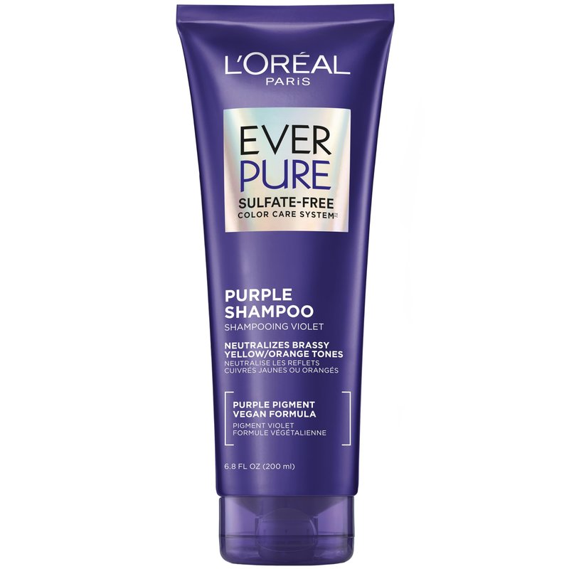 LâOreal Paris Sulfate Free Brass Toning Purple Shampoo for Blonde, Bleached, Silver, or Brown Highlighted Hair, EverPure, 6.8 Fl Oz (Packaging May Vary)