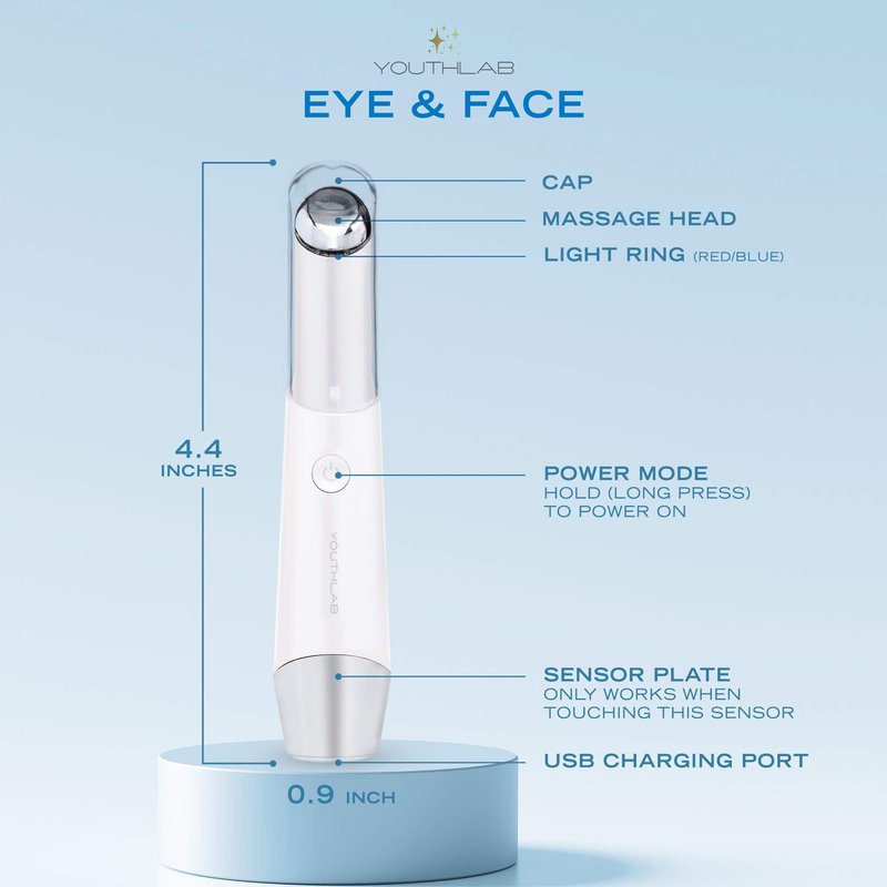 YOUTHLUX Heated Eye Wand - Eye & Face Massager Tool with Vibration | Tired Eyes, Brighter Under Area, Redness Relief, Product Absorption, Smoother Skin & Relaxing Massage | Rose Gold