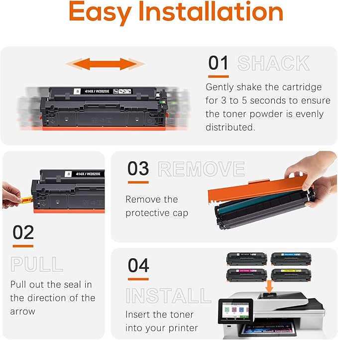 Jeostarky 414a Toner Cartridges 4 Pack Replacement for HP 414a Toner 414X W2020a Compatible with HP Color Laserjet Pro MFP M479fdw M479fdn M454dw M454dn M480f Printer