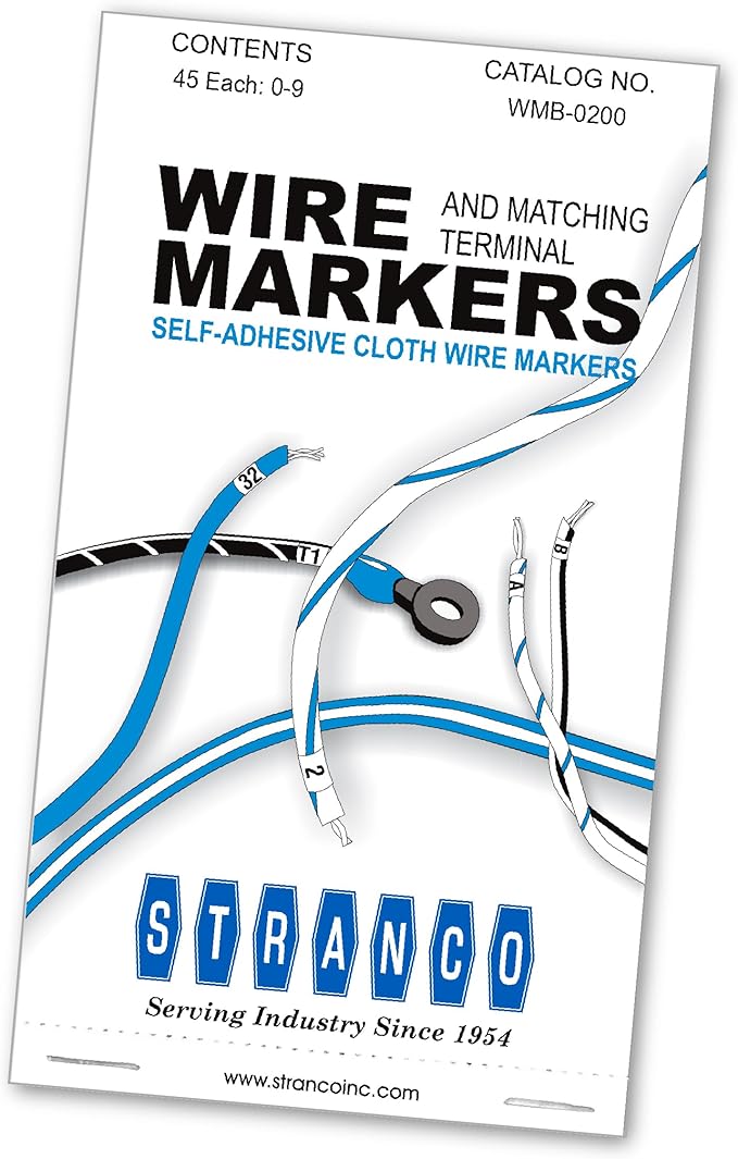 Premium Wire Marker Book Numbered 0-9 for Cable Management, Vinyl-Coated, High-Tack Adhesive, Electric Panel Wire Labels 10 Pages/Book