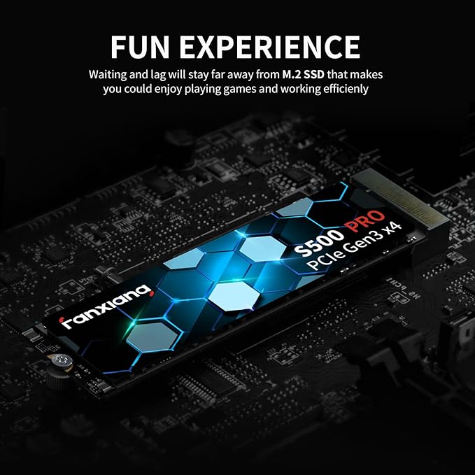 fanxiang S500 Pro 2TB NVMe SSD M.2 PCIe Gen3x4 2280 Internal Solid State Drive, SLC Cache 3D NAND TLC, Up to 3500MB/s, Compatible with Laptop and PC Desktops(Black)