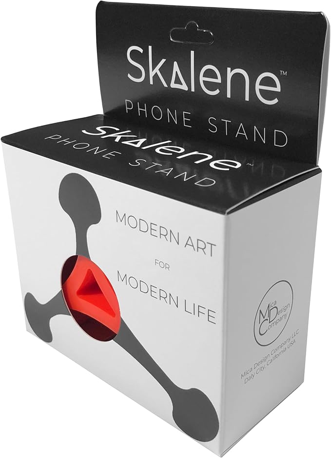 Mica Design Company Skalene Phone Stand - 100% Silicone Rubber, Adjustable Phone Holder, Prop, Rest - Desk, Office, Home, Kitchen Accessory (Flash Red)
