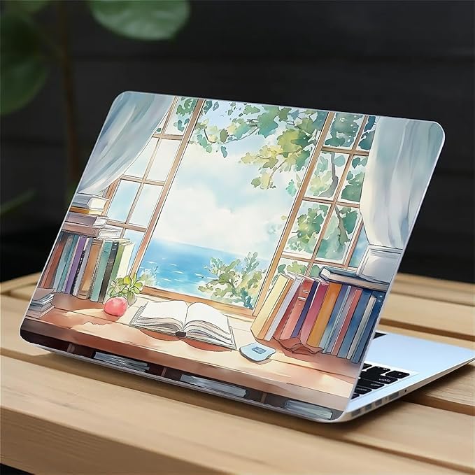 COTAIL Compatible with MacBook Air 13.3 13.6 Inch Case 2022 2021 2020 2019 Plastic Hard Shell Case Cover,13.3 Pro(A1706/A1708/A1989/A2159/A2289/A2338), Books and a Window