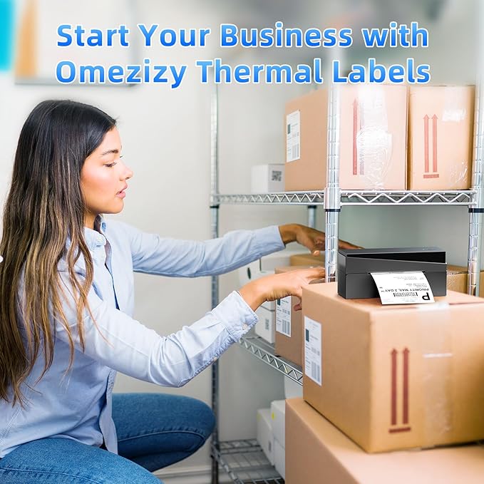 Omezizy 4x6 Thermal Labels, Pack of 100 4x6 Fold Thermal Labels - Compatible with JADENS, ASprink, Phomemo, Rollo, Zebra, Omezizy and Other Thermal Printers