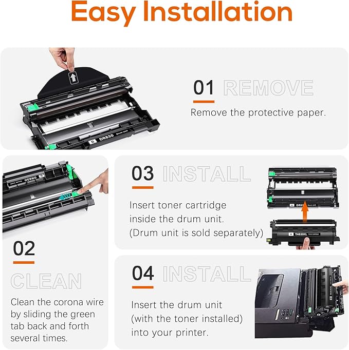 Jeostarky Compatible DR830 Drum Unit (NOT Toner) Replacement for Brother DR830 DR-830 Drum use with HL-L2460DW HL-L2405W HL-L2400D HL-L2480DW MFC-L2820DW MFC-L2820DW XL DCP-L2640DW Printer (2 Pack)