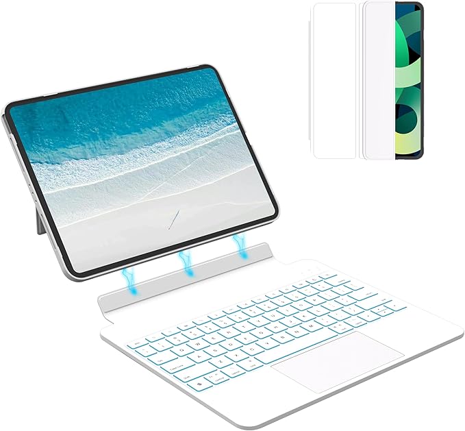 Otuoor iPad Pro 13 Inch Case 2024 with Keyboard, Magnetic Detachable Keyboard Case for iPad Pro 13 Inch (M4, 2024) with 7 Colors Backlight, Multi-Touch Trackpad, Portrait/Landscape Mode (White)
