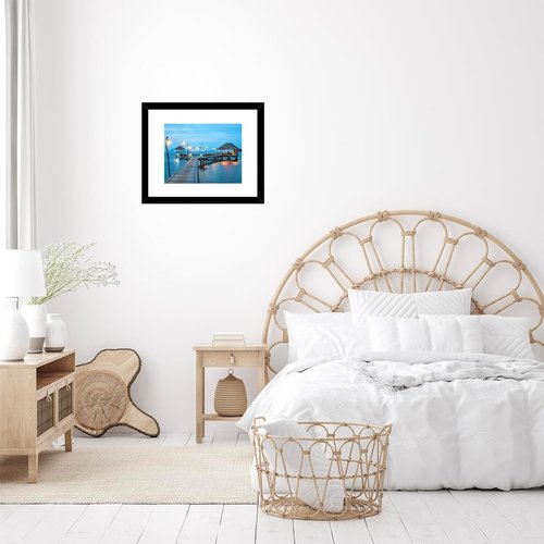 JCJMY Picture Frame Set of 2 - 8.5x11 & 6x8 Mat Options for Wall or Tabletop Display - Black