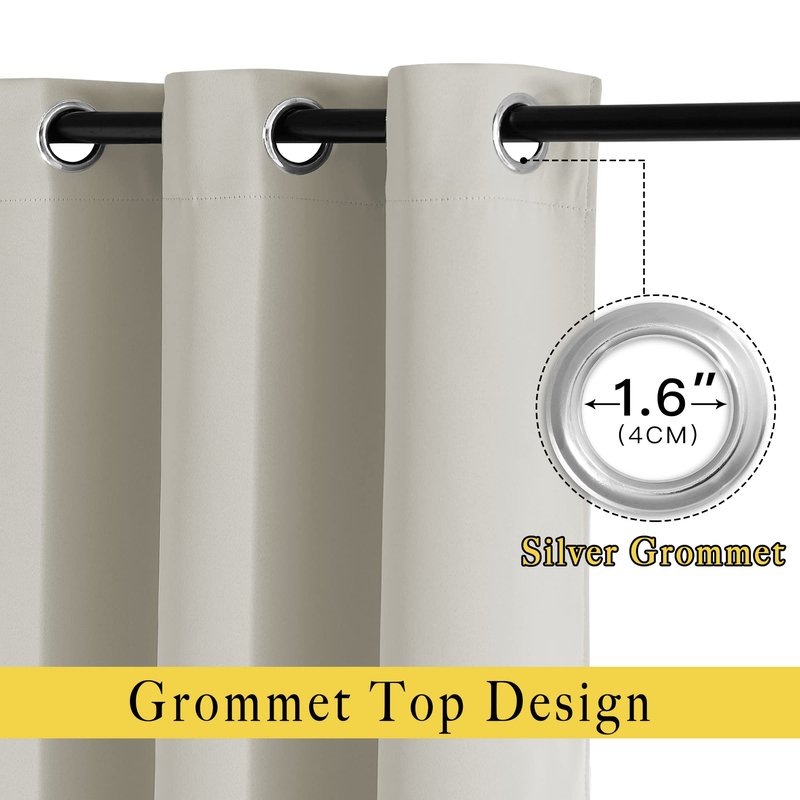 NICETOWN Natural Room Darkening Sliding Door Curtains, Window Treatment Thermal Grommet Voice Reducing Drapes for Living Room/Bedroom, Set of 2, W66 x L102