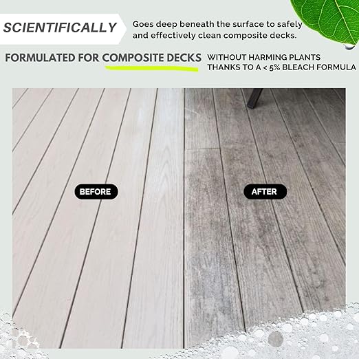 Wash Safe⢠SPRAY & CLEAN Commercial-Strength Composite Deck Cleaner | Remove Black Stains | Cleans Up to 1,500 sq. ft. | Deep Set Cleaning, 1 Gal.