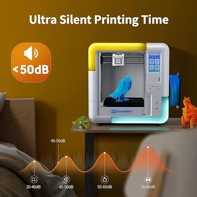 AOSEED X-Maker 3D Printer for Kids and Beginners, Fully Assembled High-Speed 3D Printer with Auto Leveling Bed, Wi-Fi Printing, High Precision Small 3D Print with App, PLA Filament Supported