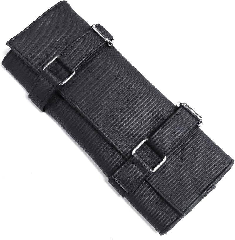 Salon Scissors Bag Roll-Up | 14 Pocket PU Grooming Scissors Holder for Hairdressers - Black