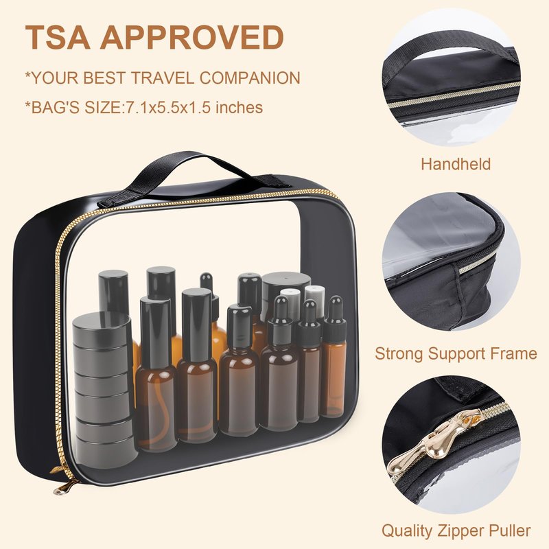 29 Pack TSA Approved Glass Travel Skincare Containers,Toiletry Bag,1.7/1/0.7/0.5/0.3oz Refillable Traveling Size Containers with Pump, Jars & Essential Oil Bottle , Leak-Proof for Creams & Liquids