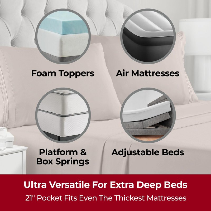 Mellanni Extra Deep Full Sheets - 4 PC Iconic Collection Bedding - Hotel Luxury, Ultra Soft, Cooling Bed Sheets - Wrinkle, Fade, Stain Resistant (Full, Tan)