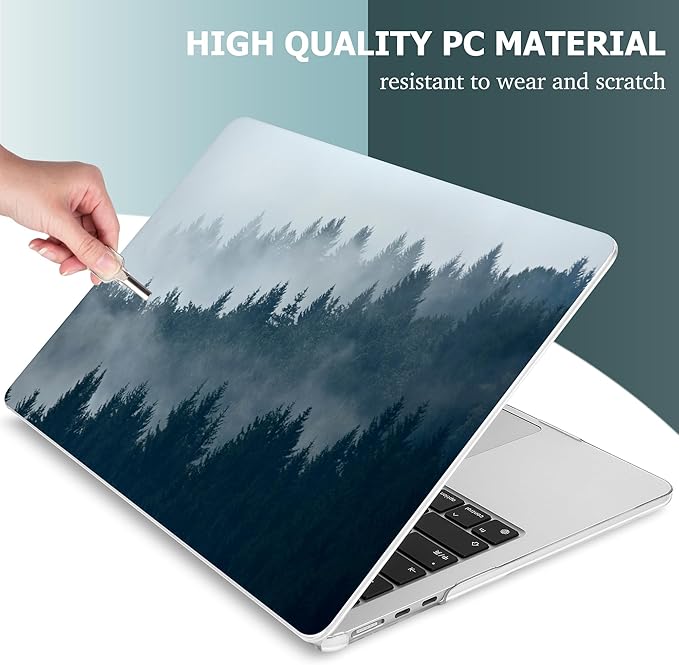 Mektron for 2026 MacBook Air 13-inch M5 Laptop Case A3449 with 13.6-inch Liquid Retina Display Fits 2025 A3240 M4 2024 A3113 M3 2023 A2681 M2 Printed Shell for MacBook Air 13.6", Misty Forest C132