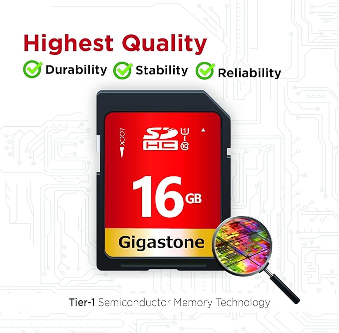 GIGASTONE 16GB SD Card 20-Pack UHS-I U1 Class 10 SDHC Memory Card High Speed Full HD Video Compatible with Digital Camera, SPYPOINT TACTACAM WOSPORTS Trail Camera, with 20 Mini Cases