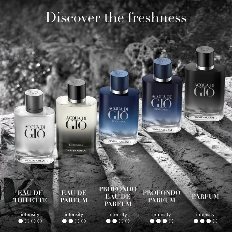 Armani Beauty Acqua di Giò Profondo Cologne for Men - Aromatic Fougère & Ambery Fragrance with Bergamot & Patchouli Notes