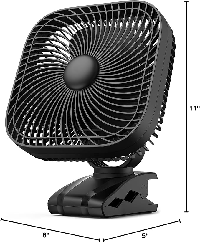 SLENPET 20000mAh Rechargeable Portable Clip-on Fan – Battery Operated, Last 78 Hrs, 4 Speeds with Light & Hook, 8 Inch Personal for Camping, Outdoor, Golf Cart, Stroller & Desk Use