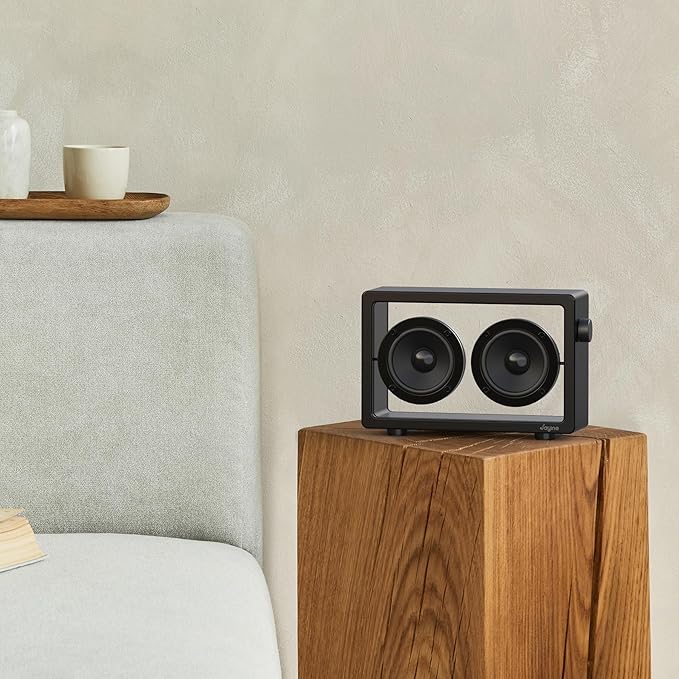 JAYINE Cassette Portable Bluetooth Speaker, 16W Minimalist Speakers Bluetooth Wireless Loud, HD Powerful Sound and Wide Compatibility V5.3 for Indoor Outdoor - Black