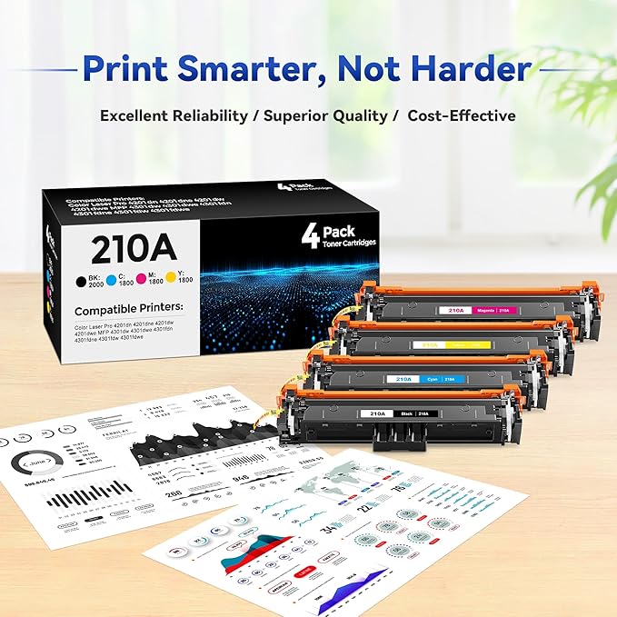 W.L.M 210A Toner Cartridge 4Pack Compatible with HP 210A 210X Toner Cartridge with 210A Toner Color Laser Jet Pro MFP 4301fdw 4201dw 4201dn 4301fdn 4301fdw 4301dw Printer (Black/Cyan/Magenta/Yellow)