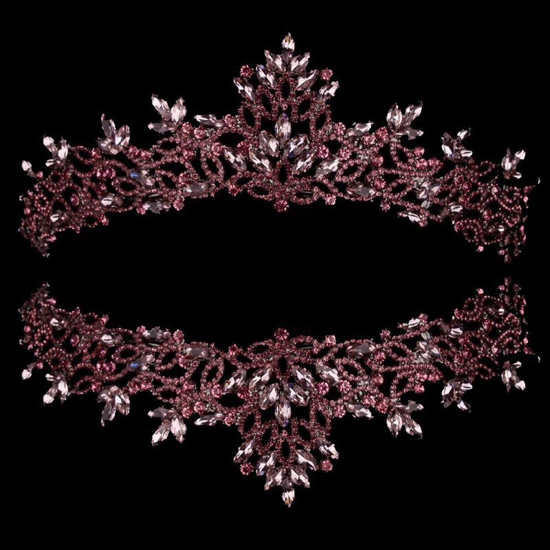 Handmade Pink Tiara for Women - Sparkling Rhinestone Crown for Bridal, Prom, Pageant & Birthday | Elegant Headpiece