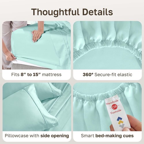California Design Den Twin XL Bed Sheets Set - 100% Soft Cotton, 400 Thread Count, Award-Winning Sateen Finish - Seafoam