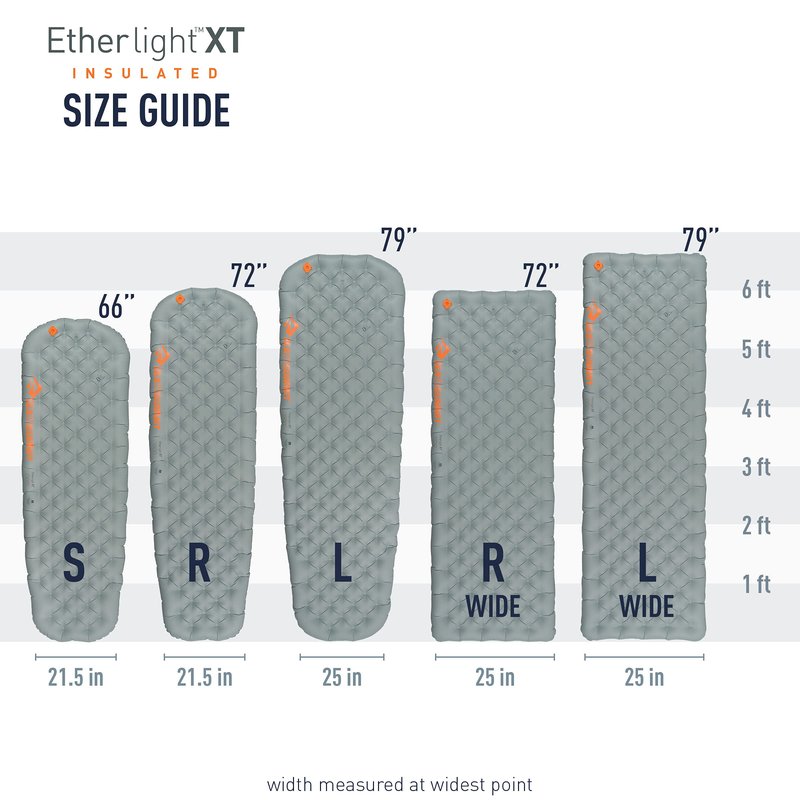 Sea to Summit Ether Light XT Extra-Thick Insulated Sleeping Pad, Tapered - Regular (72 x 21.5 x 4 inches)