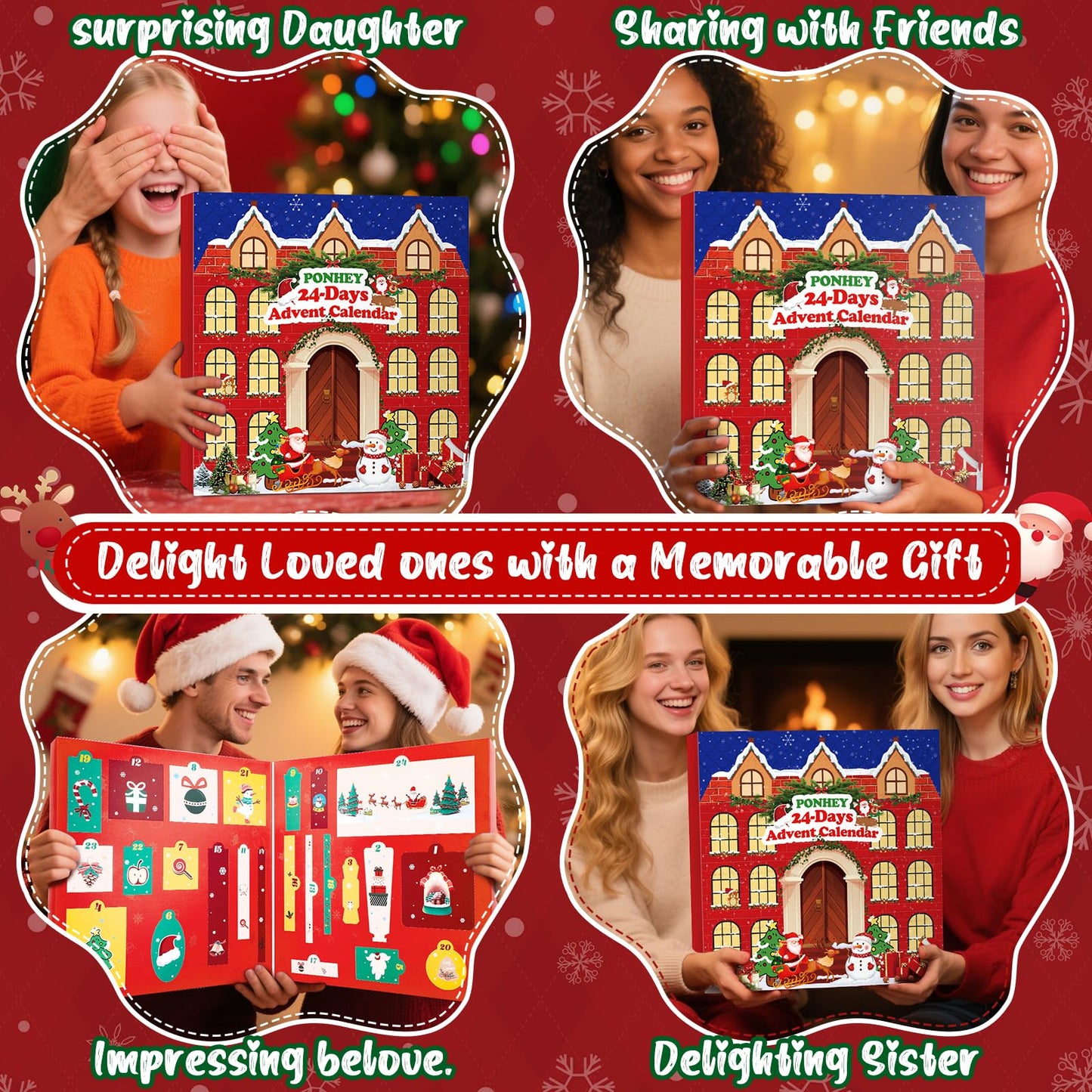 Ponhey Makeup Advent Calendar 2025,24 Days Christams Advent Beauty Calendar,Countdown Calendar For Girls Teens Women Adult,Xmas Holiday Beauty & Cosmetic Surprise Gift