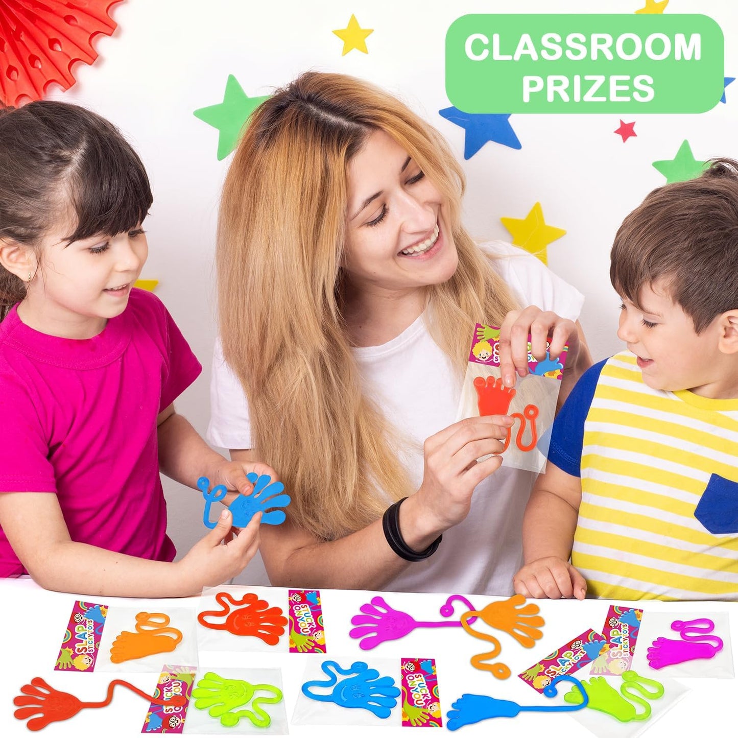 Skiennix Large Sticky Hands - Fun Party Favors for Kids | 100 PCS Birthday Goodie Bag Fillers