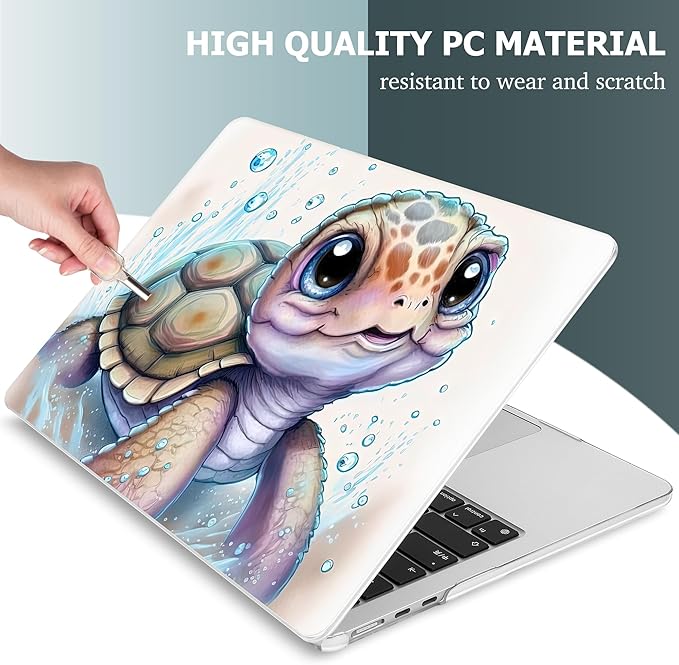 Mektron for 2026 MacBook Air 13-inch M5 Laptop Case A3449 with 13.6-inch Liquid Retina Display Fits 2025 A3240 M4 2024 A3113 M3 2023 A2681 M2 Printed Hard Shell for MacBook Air 13.6", Cute Turtle