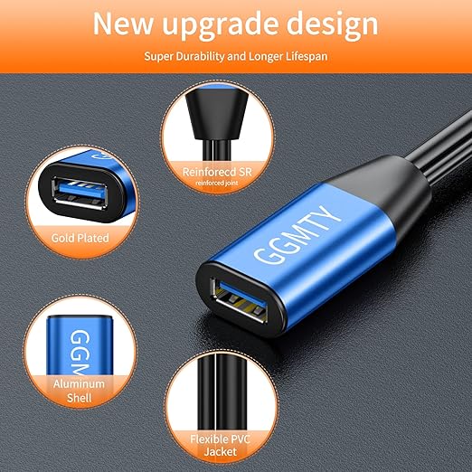 GGMTY USB 2.0 Type A Male to A Female Active Repeater Extension Cable 100 ft, High Speed 480 Mbps