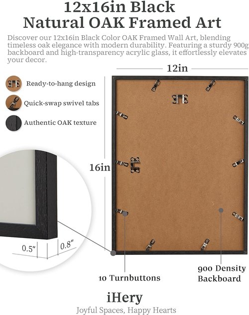 iHery Premium Natural Black Oak Wood Framed Wall Art - Dolce Far Niente Canvas Decor | 12x16in for Girly Dorm & Living Room