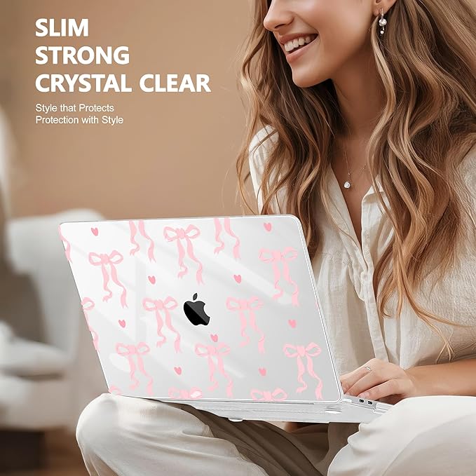 Lepeoac Case for MacBook Pro 13 inch Case M2 2022-2016 A2338 M1 A2251 A2289 A2159 A1989 A1708 A1706, Plastic Hard Shell + Keyboard Cover + Dust Plug, Bow