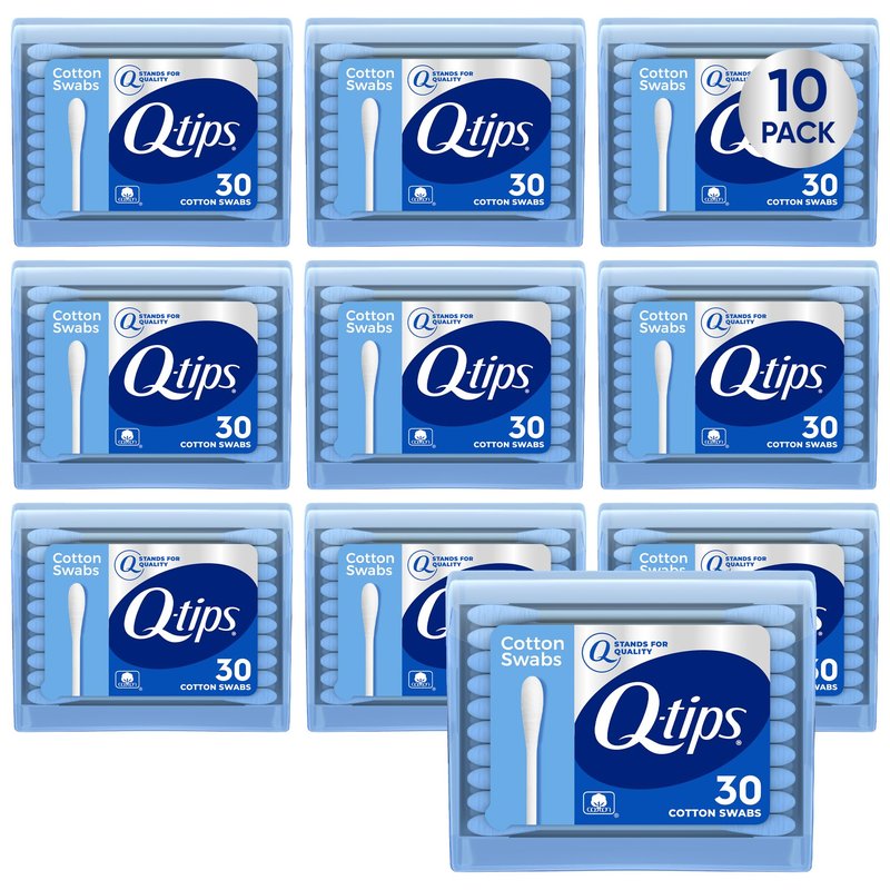 Q-tips Cotton Swabs 30 Count 10-Pack â Travel-Size with Soft Tips, Makeup Tools, Beauty, Personal Care & Household Essentials