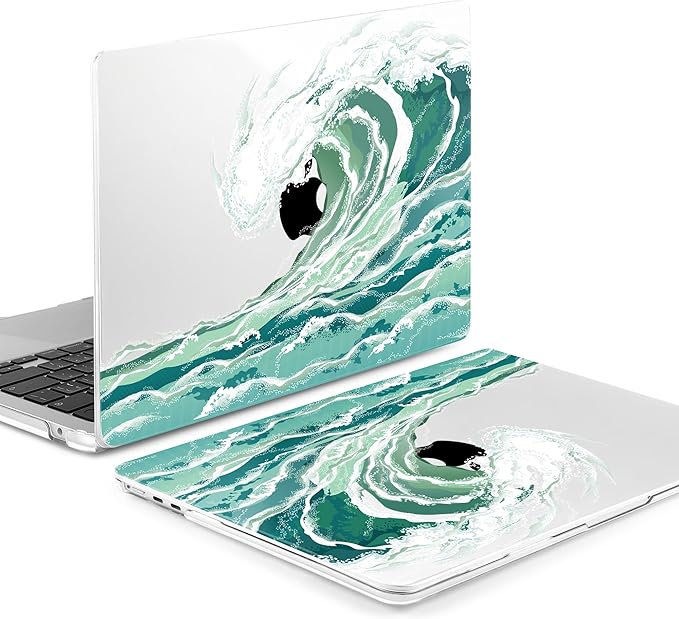 Batianda Premium Case for New MacBook Air 15 inch M5 Chip 2026 M4 2025 M3 2024 M2 2022 Model, Ultra Slim 1.2mm Glossy Protective Plastic Hardshell & Keyboard Cover & Screen Protector, Waves