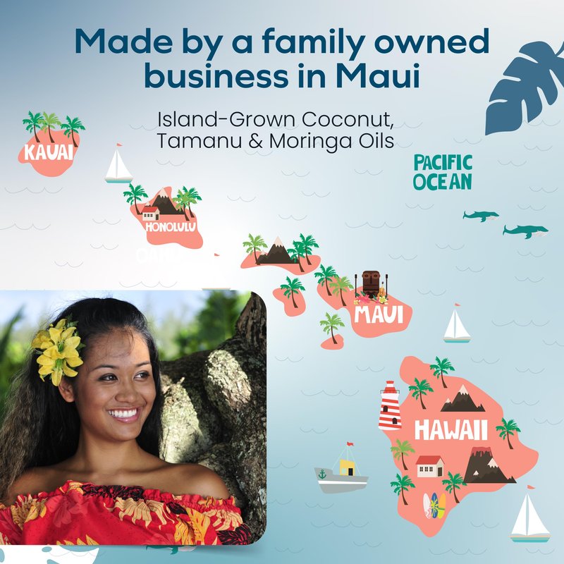 Island Essence Coconut Soothing Oil – Hawaiian Body Oil with Organic Coconut Oil, Kukui & Macadamia Nut – Lightweight Massage Oil for Skin, Hair & Nails – Made in Maui – 4.5 oz