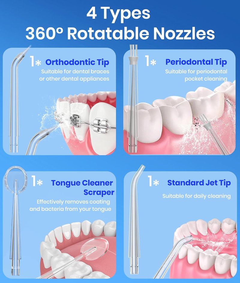 Portable Water Flosser - 300ML Cordless Electric Dental Irrigator for Deep Cleaning | IPX7 Waterproof, Ideal for Travel & Braces (White)
