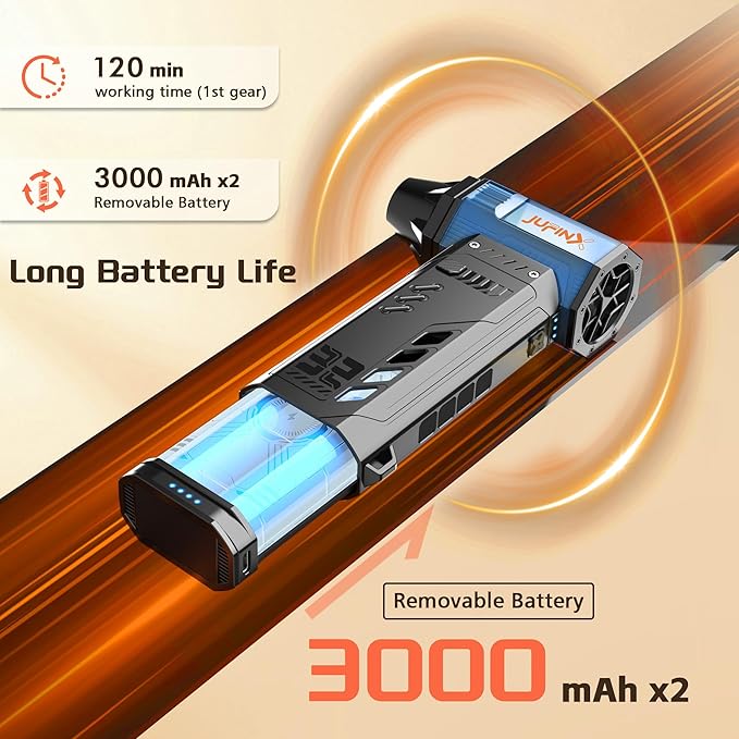 Air Duster - 250,000RPM Compressed Air Duster, Replaceable Batteries 2pcs,Long Life-mini Blower, 3-Gear Adjustable- Electeic Air Duster for Keyboard,PCs,Leaves,Car Cleaning (X301MAX)