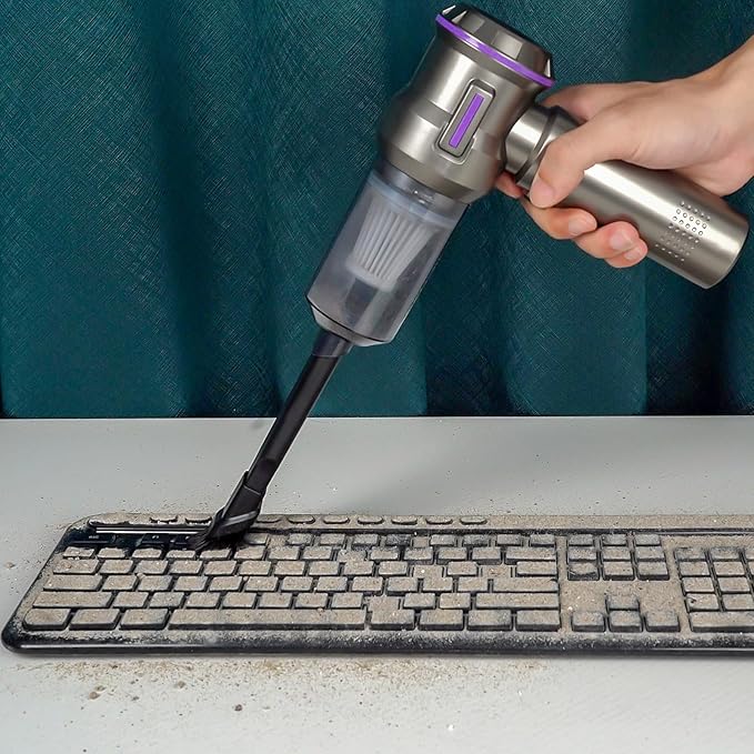 PeroBuno Air Duster for PC, 200000RPM Compressed Air, Mini Vacuum 2-in-1, 35 mins Runtime, Brushless Motor Electric Air Blower with 3 Gear and Rechargeable Battery - Canned Air - Keyboard Cleaner