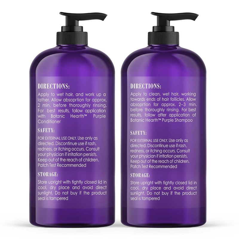 Botanic Hearth Purple Shampoo & Conditioner Set - Enhances Blonde, Silver & Gray Hair | Sulfate & Paraben Free, 16 Fl Oz Each