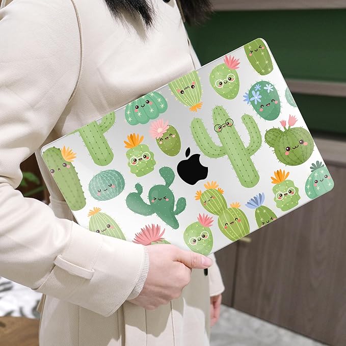 MEEgoodo Case for M5/M4/M3/M2 MacBook Air 13 inch Case 2026 2025 2024 2022, Fit Model A3449/A3240/A3113/A2681, Laptop Hard Shell Compatible with MacBook Air 13.6-inch, Smiley Cactus