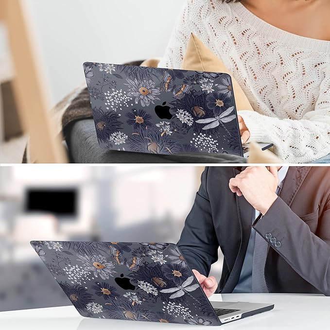 TWOLSKOO for MacBook Air 15 inch Case 2025 2024 2023 Release M4 A3241 M3 A3114 M2 A2941, Plastic Hard Shell & Screen Protector & Keyboard Cover & Trackpad Film, Wild Flower