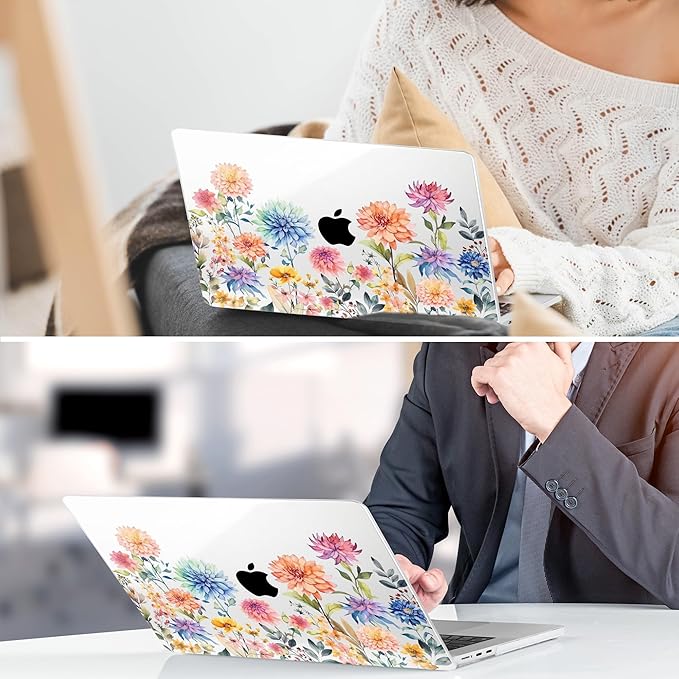 TWOLSKOO for MacBook Air 13 inch Case M5 2026 M4 2025 M3 M2 2024-2022 A3449 A3240 A3113 A2681, Plastic Hard Shell & Keyboard Cover & Screen Film for MacBook Air 13.6 inch Case, Beautiful Flowers