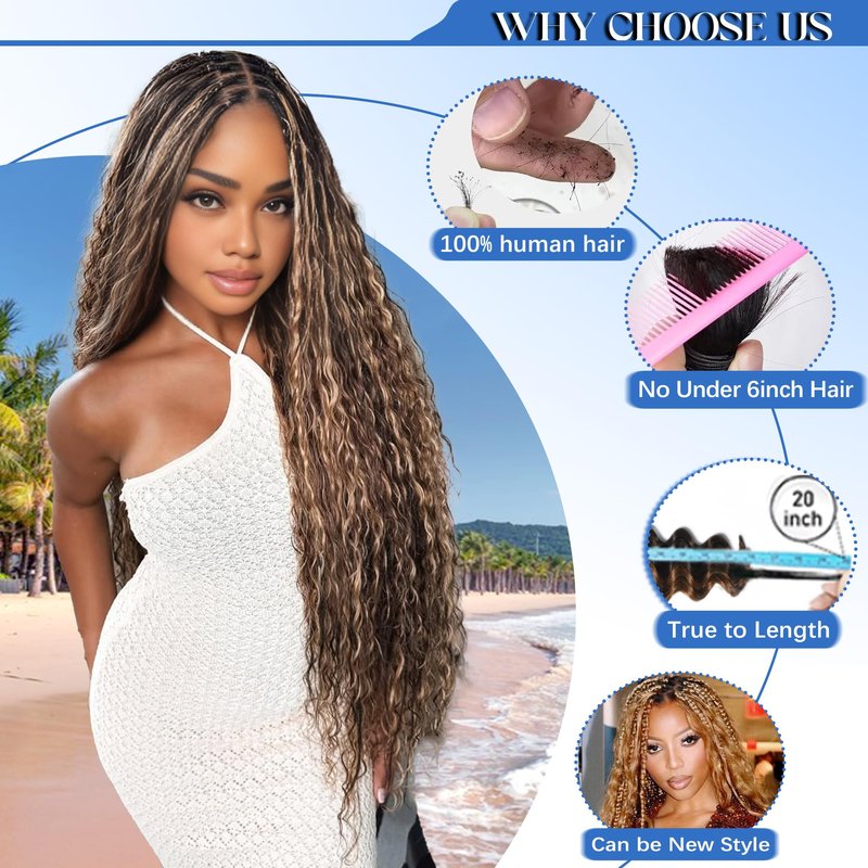 Human Braiding Hair for Boho Braids 18Inch 120g 12A Deep Water Wave Braiding Hair for Curly Boho Hair Braiding Knotless Bulk Bohemian Natural Black