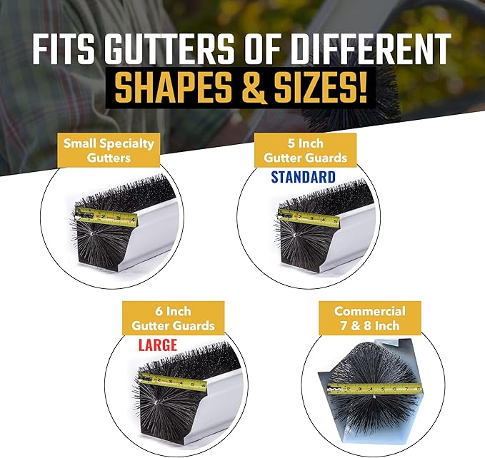 GutterBrush Gutter Guard for 5 Inch Gutters – 60 Ft DIY Leaf Filter Insert | 4.25" Diameter Brush Stops Clogs from Leaves & Debris | Gutter Screen & Cover Alternative - Made in USA