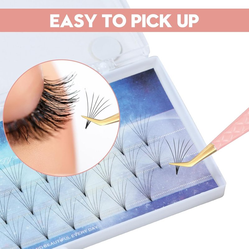 Eyelash Extension Tweezers Set - 5 Pcs Fiber Tip Grip Isolation & 45/90 Degree Volume Tweezers